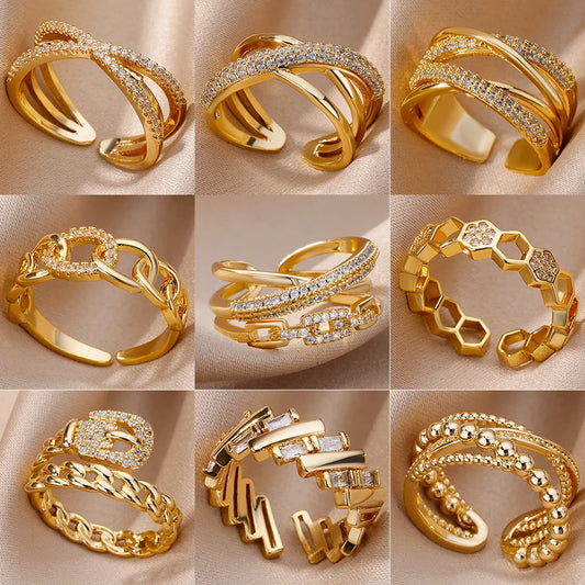 Fashion Gold Color Stainless Steel Rings